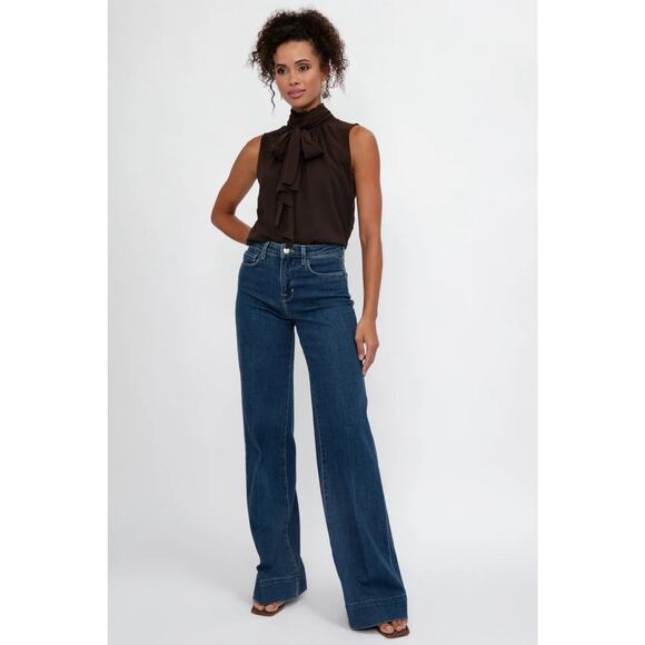 L'Agence Madden Wide Leg Jeans Womens 31 High Waist Flared Stretch Durango Wash - Picture 12 of 14